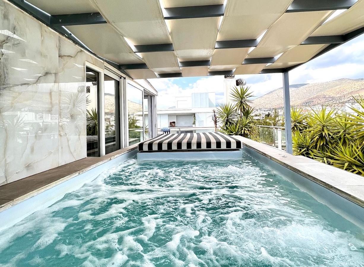 Citycenter Penthouse Mini Private Pool With Hydromassage And Great Town View Athen Exterior foto